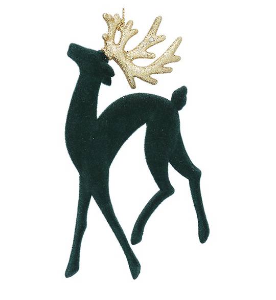 Acrylic Flock Green Reindeer, Nose Up 17cm *ETA Nov